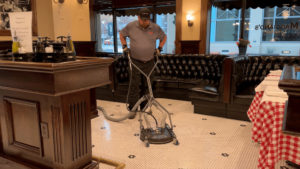 Pressure washing tile floors