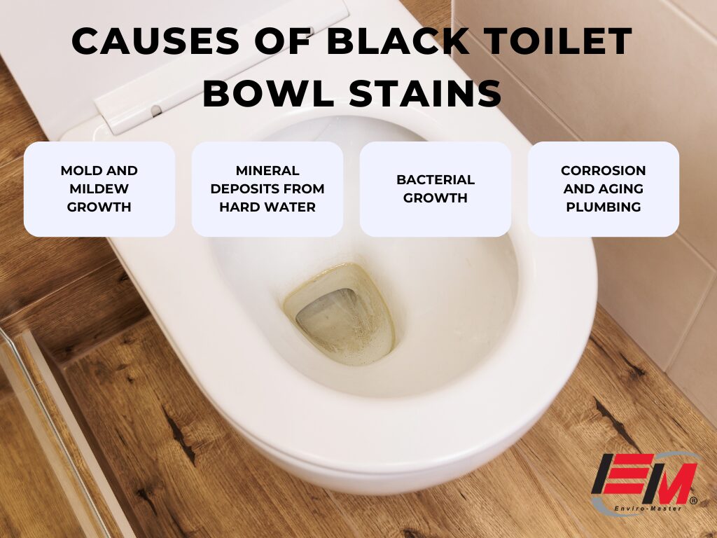 causes of black stains in toilet bowl