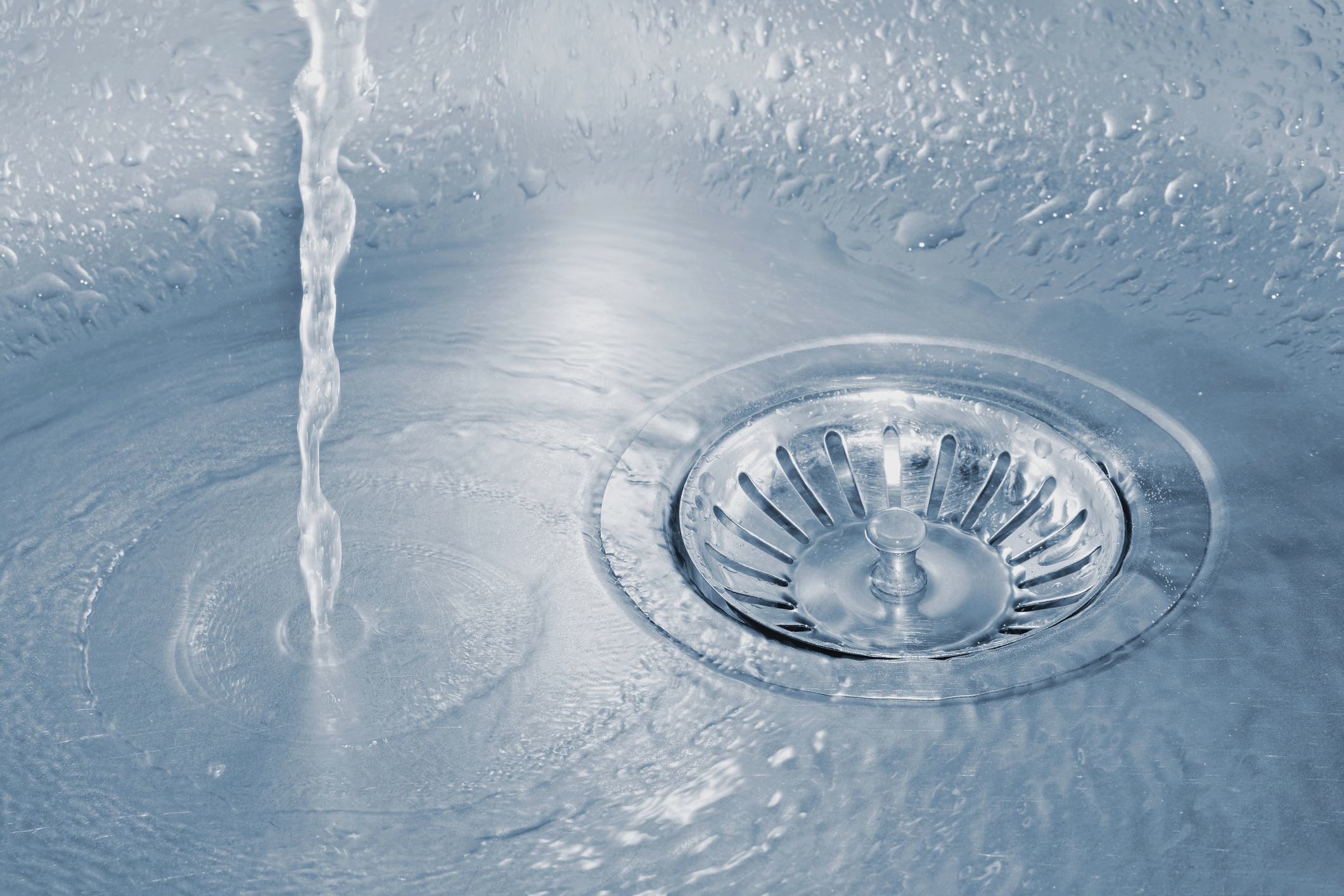 Water running into the sink